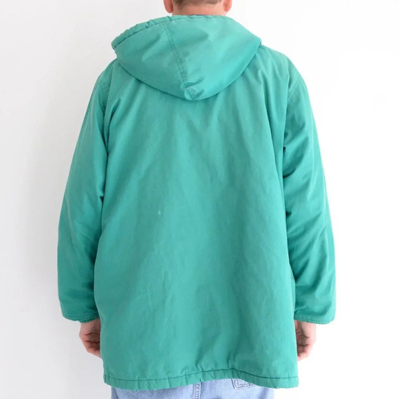 Vintage 90S British Green & Red Checker Liner Zip Up Hooded  Winter Jacket XL - Picture 3 of 16